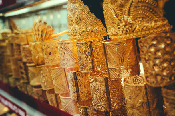 istock Turkish gold shop with bracelets 1413420696