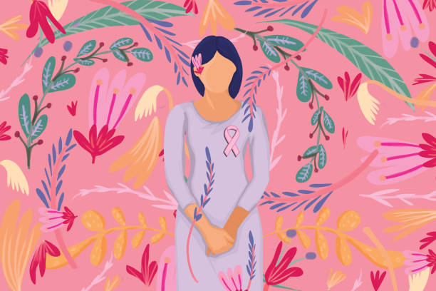 ilustraciones, imágenes clip art, dibujos animados e iconos de stock de póster para el mes de concientización sobre el cáncer de mama - cancer de mama