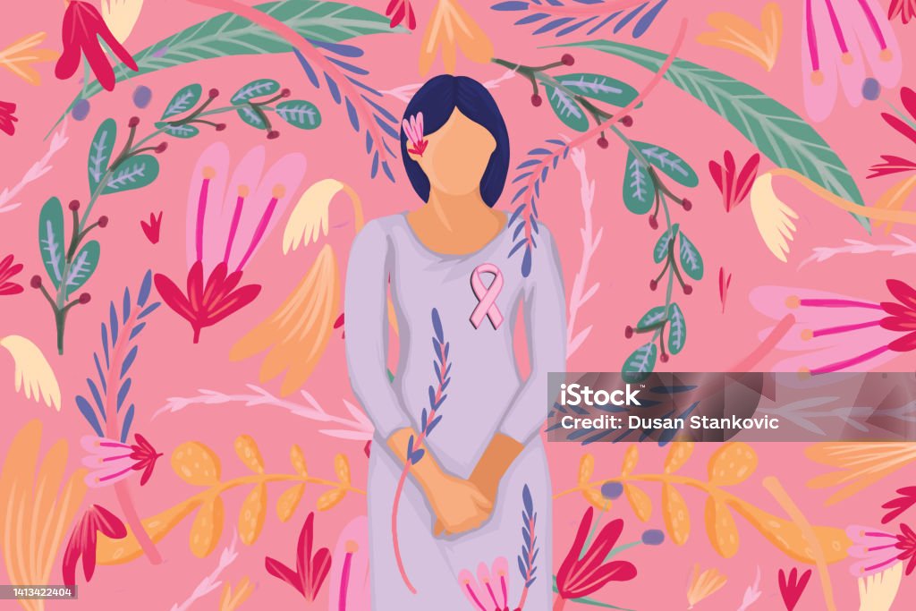 Плакат для месяца осведомленности о раке молочной железы - Векторная графика Рак груди роялти-фри