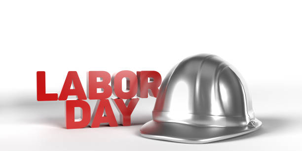 istock Labor day silver safety helmet on white 1413422775