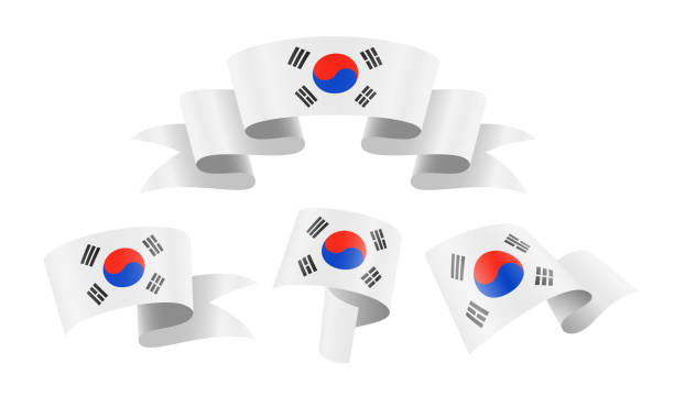 istock South Korea - collection of waving country flags. 1413424160