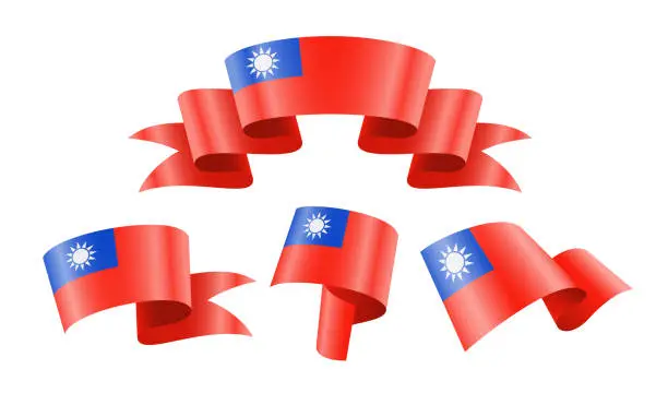 Vector illustration of Taiwan - collection of waving country flags.