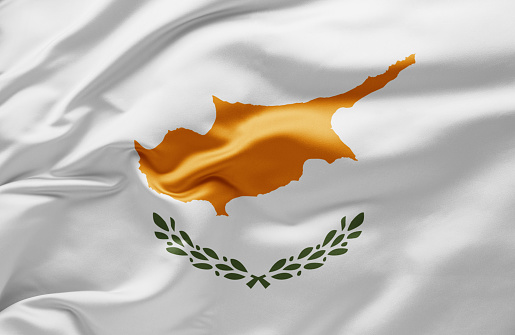 Waving national flag of Cyprus