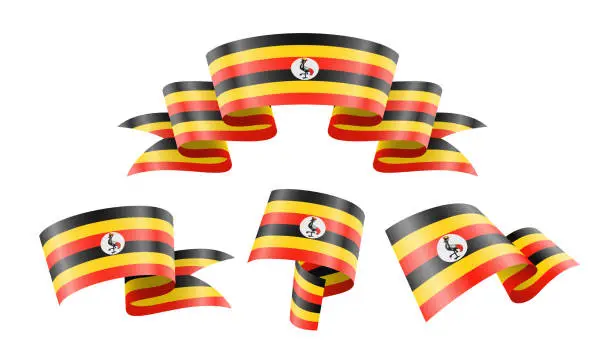 Vector illustration of Uganda - collection of waving country flags.