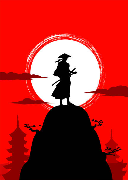 Vector Japanese Samurai Silhouette Stock Illustration vector art illustration