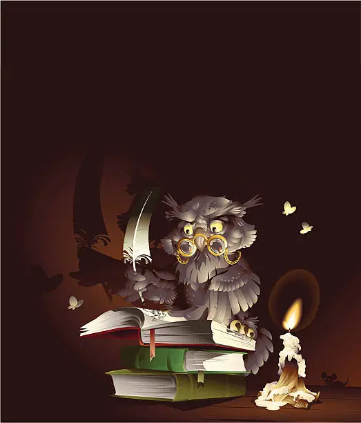 Vector illustration of Scientific owl