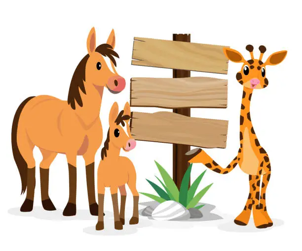 Vector illustration of Cute animals in Zoo, Placards and banner in zoos Design for banner, layout, annual report, web, flyer, brochure, ad.