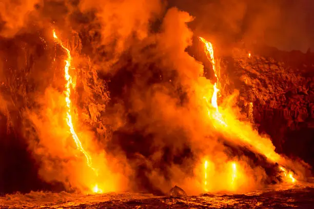 Lava burning on water