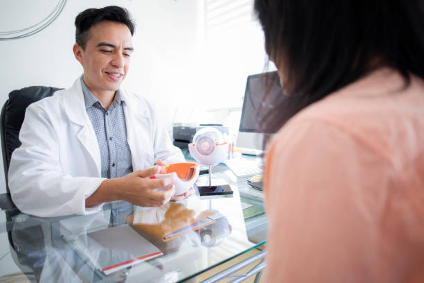 istock oculist examining female patient 1413438819