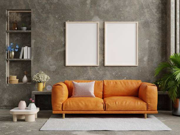 istock Mockup two frame in living room interior style loft. 1413439553