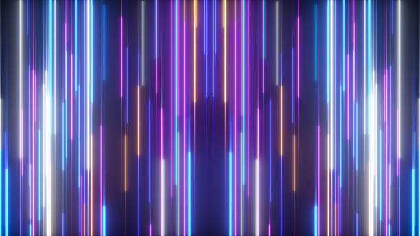 istock Neon abstract background with carved glowing lines - 3d rendering 1413439792