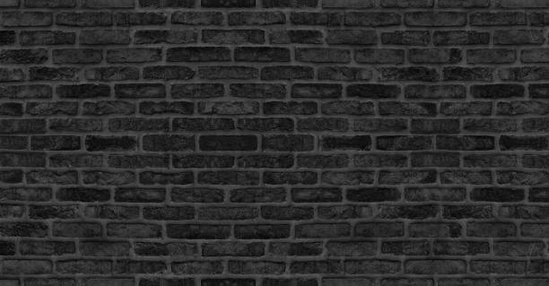 istock Old rough black brick wall distressed texture. Dark grey brickwork backdrop. Gloomy grunge textured background 1413440269