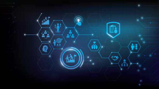 istock Leadership vector illustration. Banner with icons related to corporate company management 1413441225