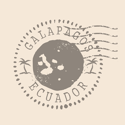 Stamp Postal of Galapagos. Map Silhouette rubber Seal.  Design Retro Travel. Seal of Map Galapagos grunge  for your design. Ecuador. EPS10