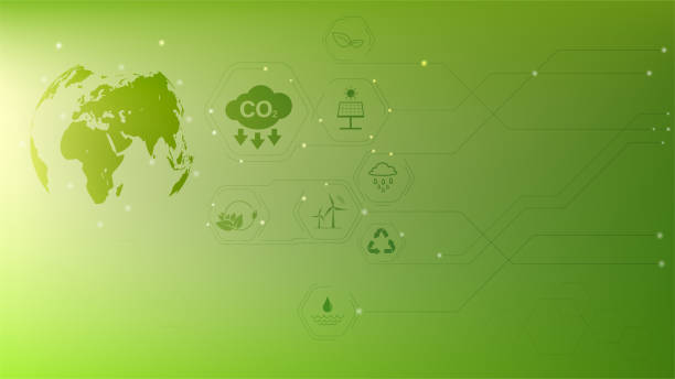 istock Eco friendly Green Business template and background for Sustainability concept with flat icons, Vector illustration 1413446678