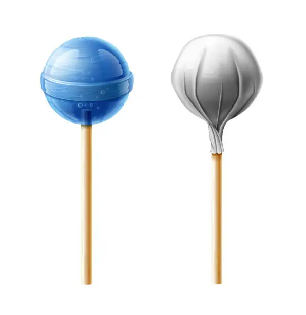 Vector illustration of Blue Lollipop Candy, Wrapped Lollypop
