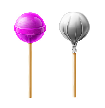 Lollipop Pink Candy. Wrapped Lollypop. Candy on a stick. Vector illustration.