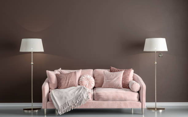 Glamour elegant living room with sofa and decoration stock photo