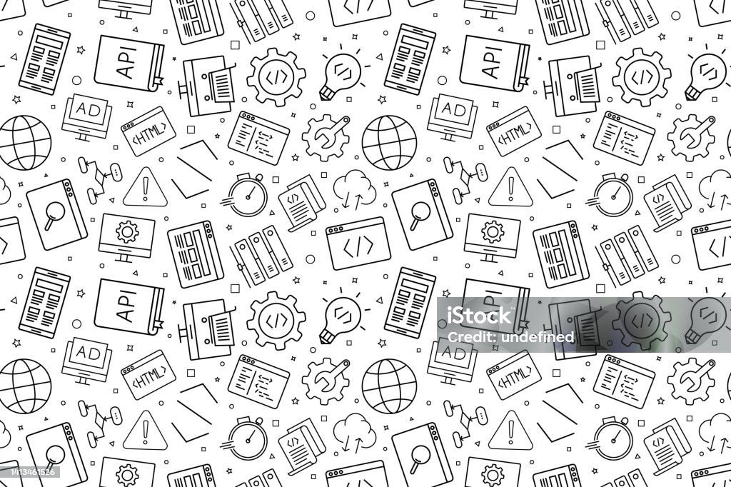 Vector Web Development Background Vector Web Development Pattern Web Development Seamless Background ...