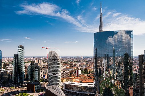 milan skyline top view during a sunny day
