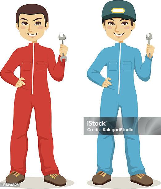 Mechanic Twins Stock Illustration - Download Image Now - Adjustable Wrench, Adult, Adults Only