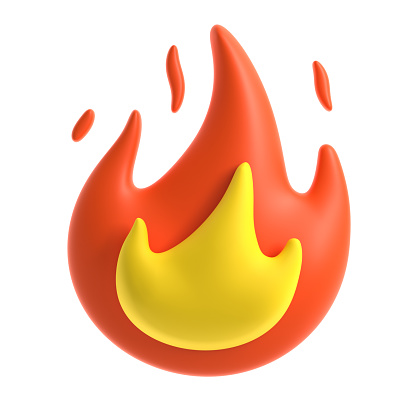 3d fire icon isolated on white