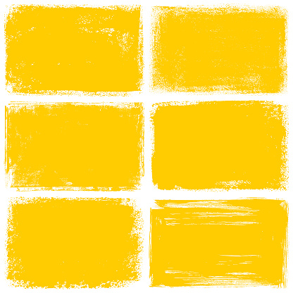 Set of grunge yellow rectangular backgrounds.  Isolated shapes on a white background