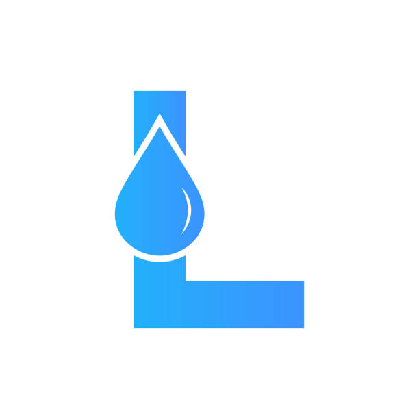 litera l water logo element vector template. symbol logo kropli wody - water letter l alphabet splashing stock illustrations
