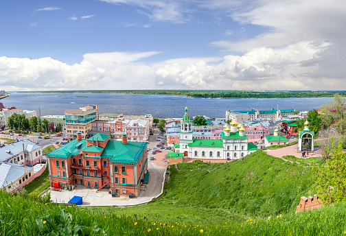 View of the historic city center from Kremlin. Nizhny Novgorod, Russia.