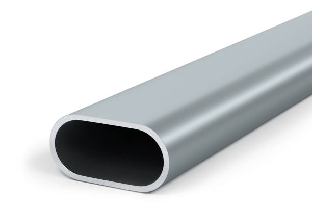 istock Single oval steel tube close up - 3d 1413471247