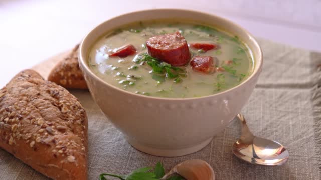 Portuguese Cabbage soup called Caldo Verde