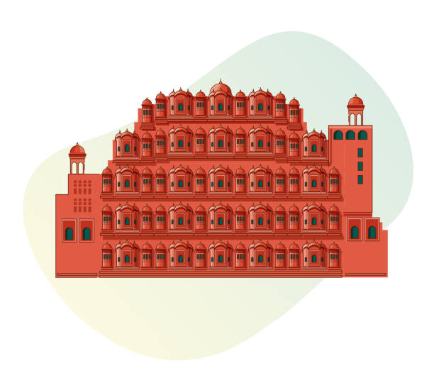 illustrations, cliparts, dessins animés et icônes de icône historique jaipur city - hawa mahal icon illustration - hawa