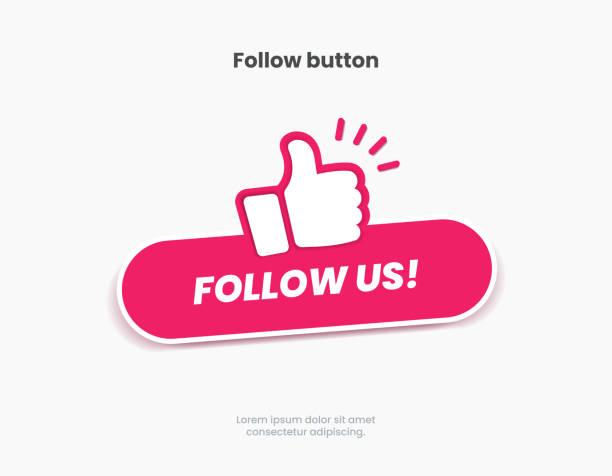 следуйте за нами наклейка кнопка метка значка флага символ для мобильного приложения, веб-сайта, пользовательского интерфейса ux, продвижен - myspace stock illustrations