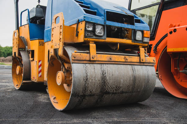 istock Old paver close-up. Road roller. Road construction concept 1413473655