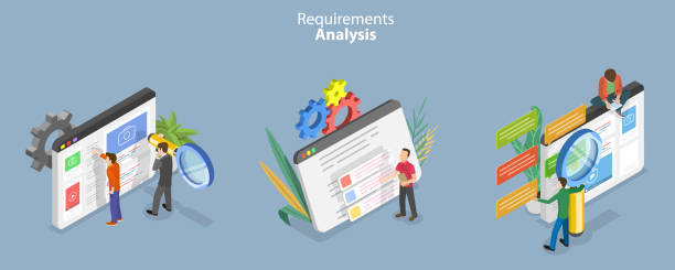 3D Isometric Flat Vector Conceptual Illustration of Requirements Analysis 3D Isometric Flat Vector Conceptual Illustration of Requirements Analysis, Specification for Product Development specifications icon stock illustrations