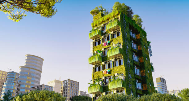 istock 3D render of urban building with plants and trees 1413475443