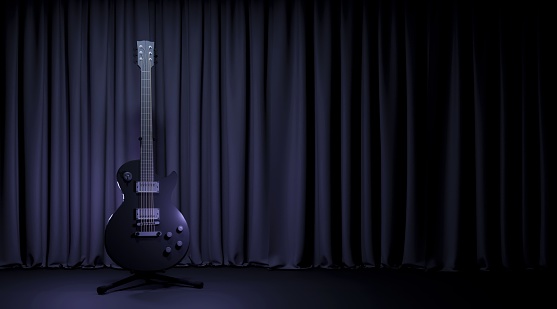 Electric guitar on a black background. 3d render