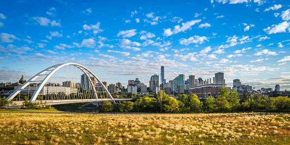 The skyline of Edmonton, Alberta, Canada - looking west from Forest Heights towards the downtown area.