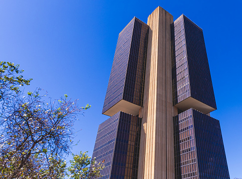Central Bank of Brazil, BACEN, BCB. Photo of the Central Bank building located in Setor Bancário Sul in Brasília. Brasilia, Federal District - Brazil. August 07, 2022.