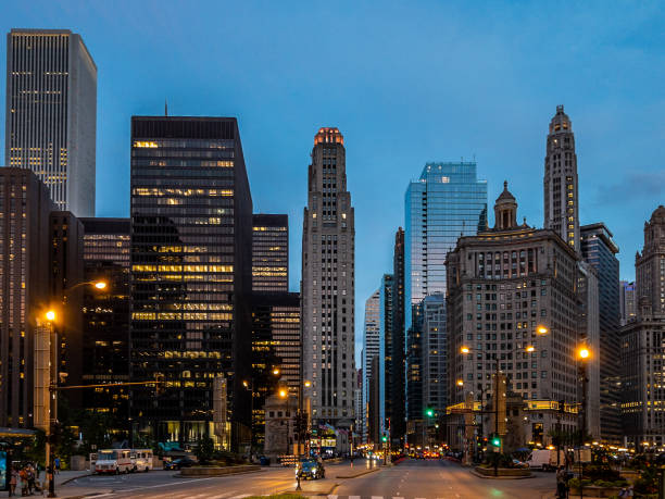 istock Evening view of Chicago Skyline 1413486261