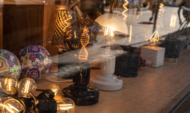 istock LED modern lights and bulbs on display in store lighting department. 1413486465