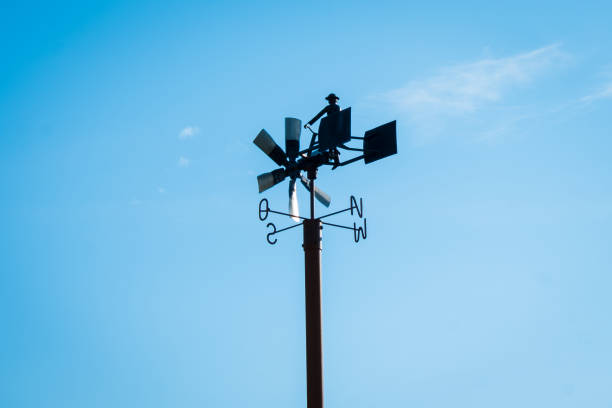 istock Anemometer, instrument to measures wind speed and direction. 1413487433