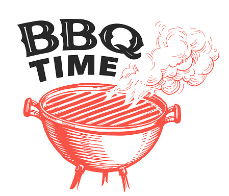 BBQ time. Barbecue party. Design template for menu restaurant or grill bar menu. Hand drawn sketch vector illustration