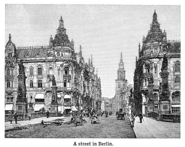 istock A street in Berlin - engraving black and white 1898 1413493497