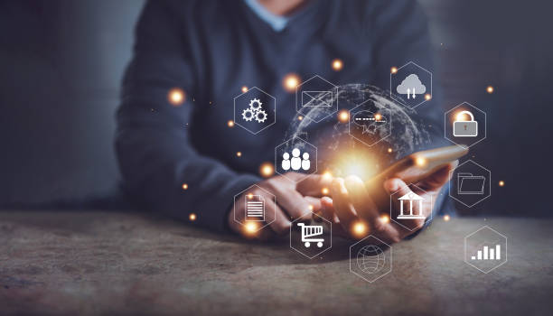 istock Concept of using smartphone in cyberspace, using applications in online transactions. 1413493912