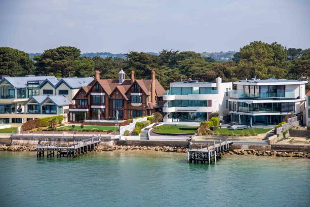 Sandbanks Mansions Sandbanks Mansions sandbar stock pictures, royalty-free photos & images