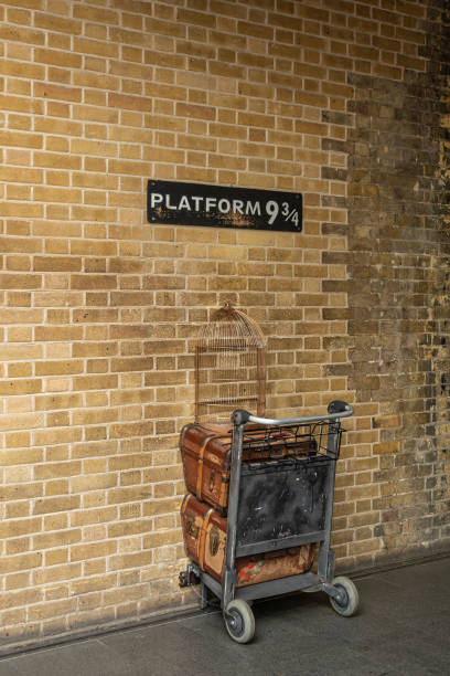 Platforn 9 3/4 at King's Cross railway station, London, Great Britain stock photo