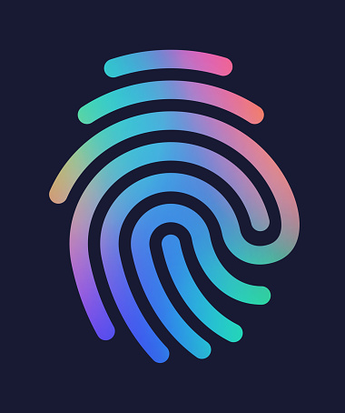 Colorful gradient fingerprint design.