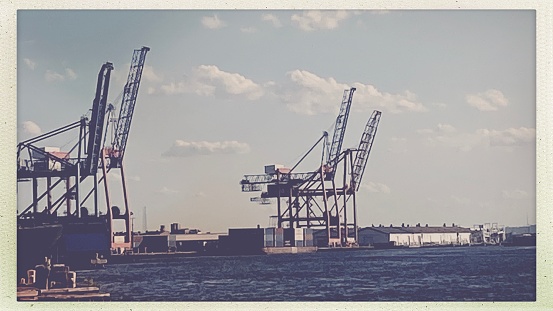 Vintage style Container Cranes in Brooklyn