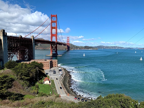 a view of the Golden Gate Bridge as seen form the Marin Headlands